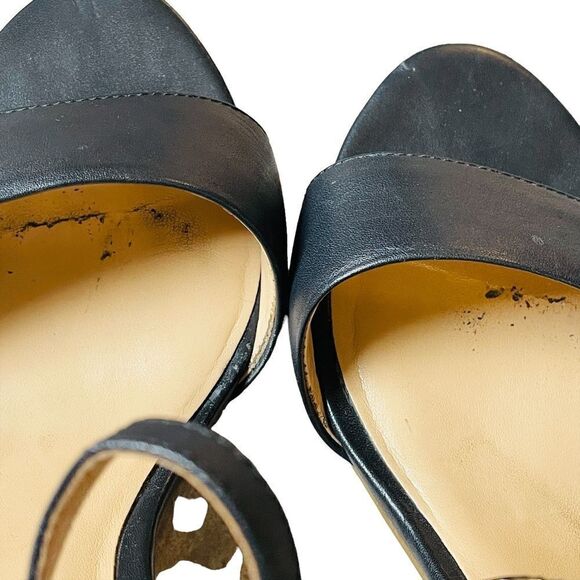 TALBOTS Black Strappy Espadrille Heel Black Leather Pumps SZ 10 - Picture 12 of 12